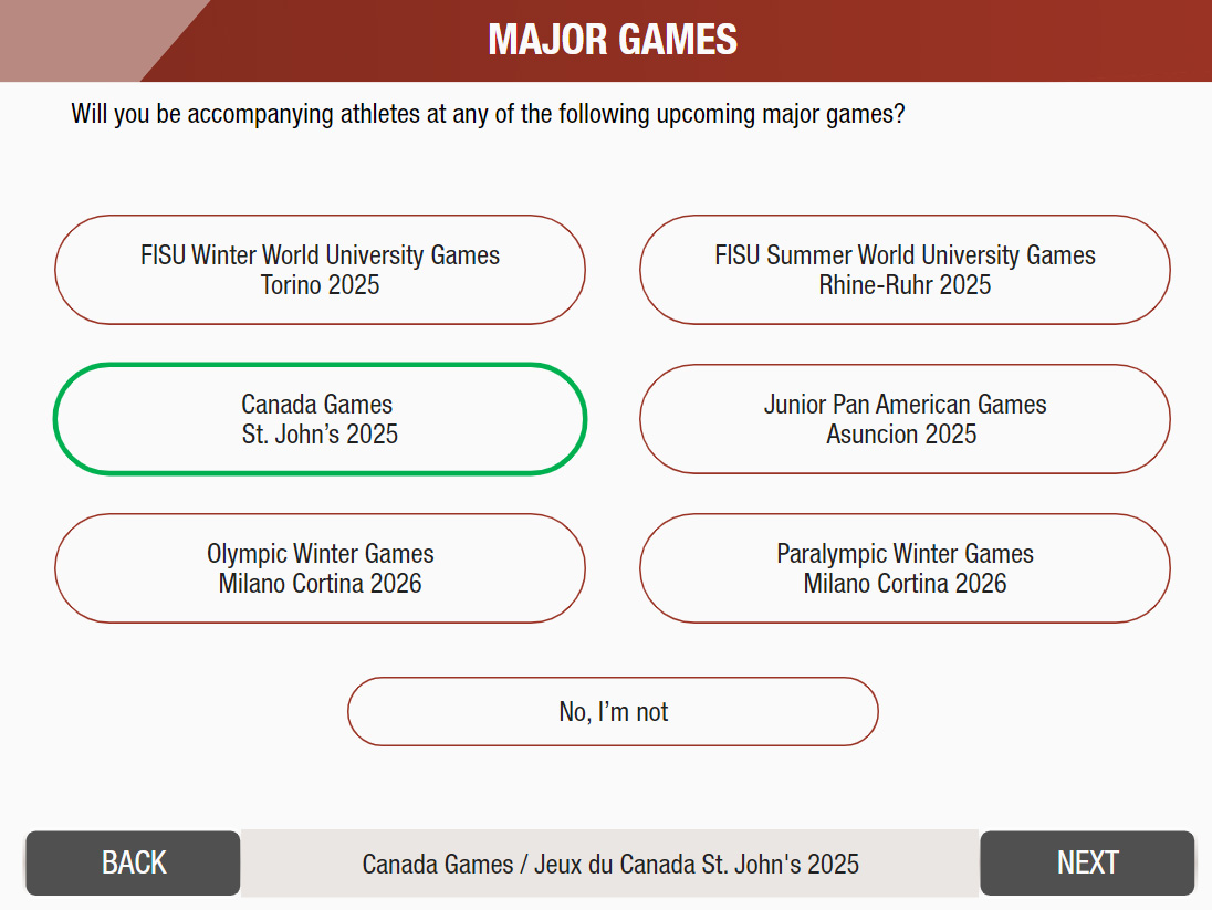 Profile screen image showing city selection