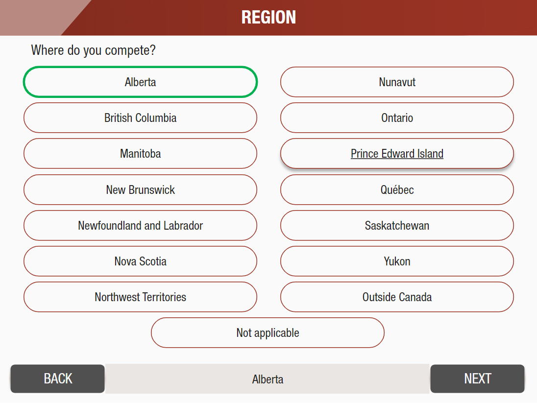 Profile screen showing province selection