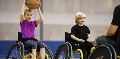 Kids playing basketball