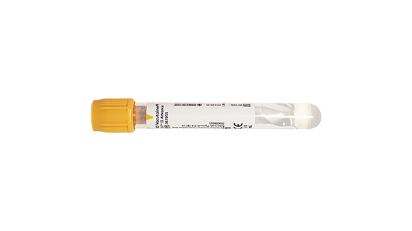 Yellow tube – used to test for human growth hormone (hGH); two tubes of 5 mL are collected